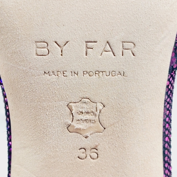 New By Far Michele Purple Metallic Leather Mules K127 - Picture 11 of 12